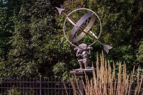 Atlas Armillary Sundial Sculpture Greek Titan holding Globe Statue